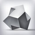 Volume polyhedron gray crystal. 3D low polygon geometry. Impossible shape, unreal 3 arrows. Abstract vector element for you design Royalty Free Stock Photo